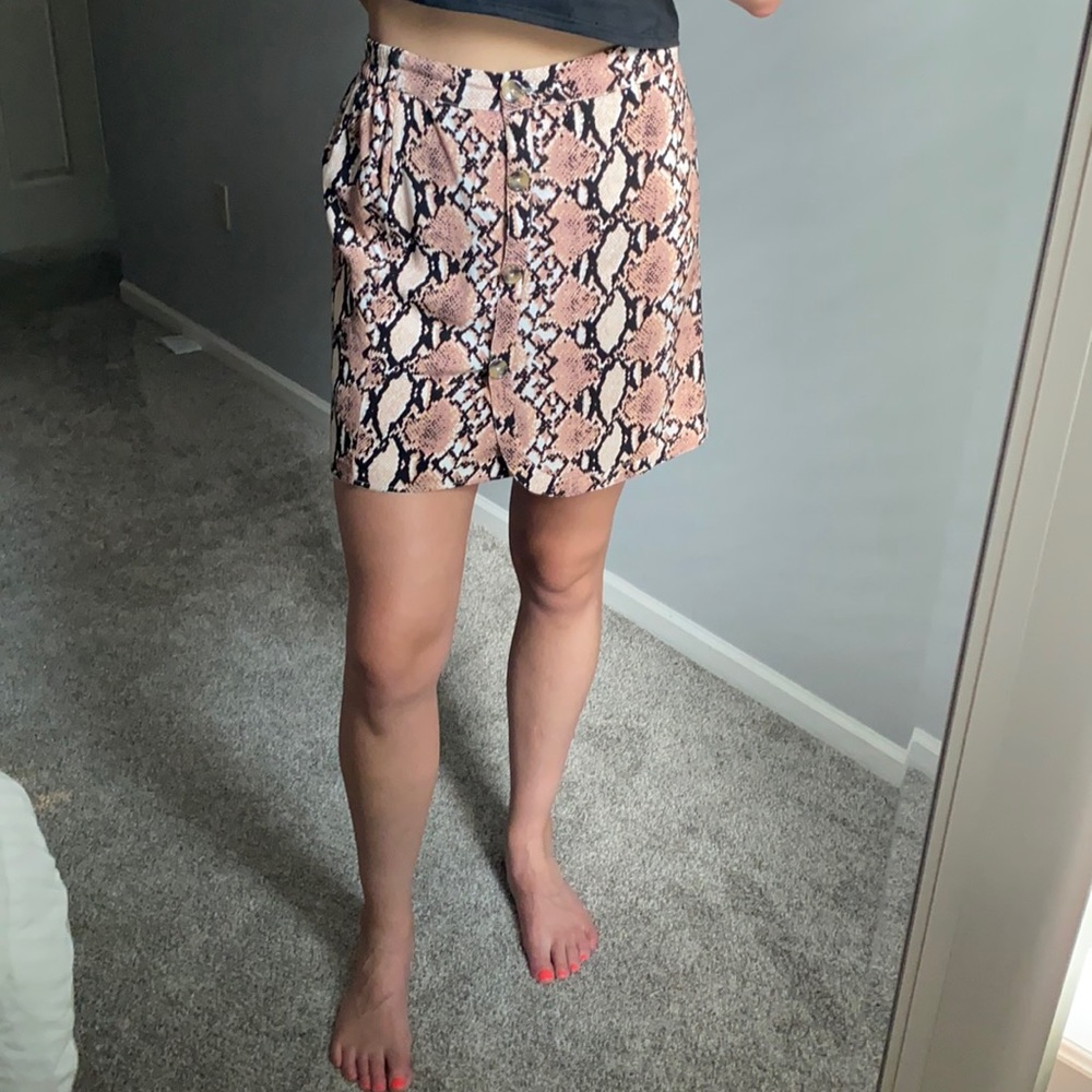 Pink Snake Skin Mini Skirt